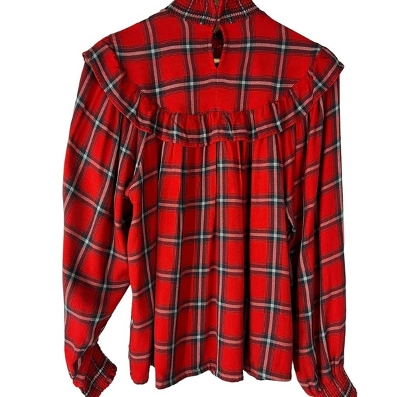 Peace Love World Plaid Ruffle Blouse Cabincore - Picture 3 of 7